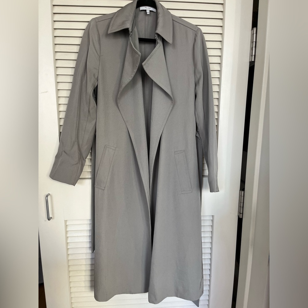 Women's Gray Belted Trench Coat - Picture 2 of 5